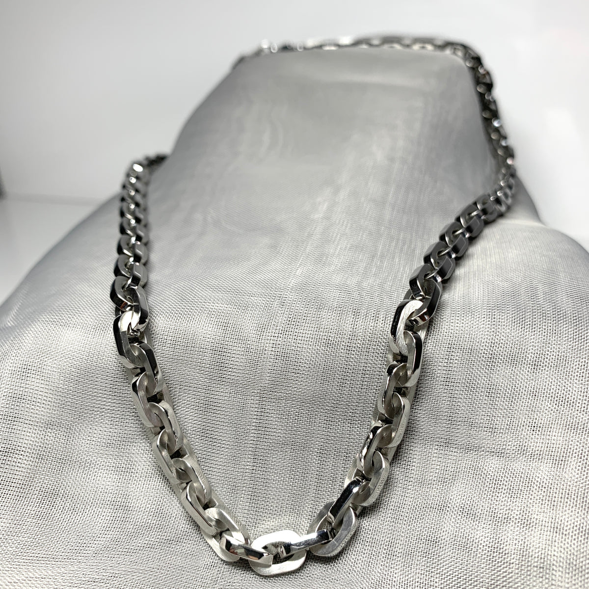 Men's necklace oval paper link chain link solid stainless steel heavyweight chain