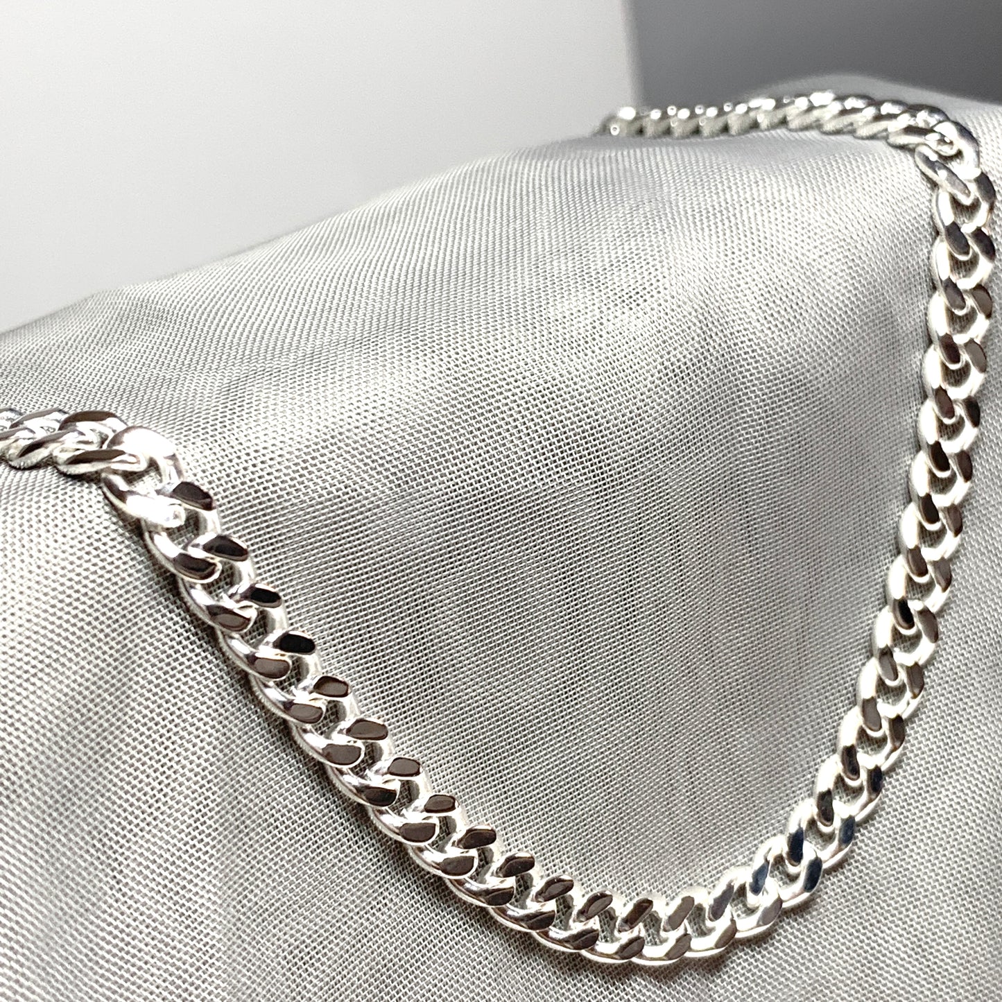 Men's necklace solid sterling silver diamond cut curb chain