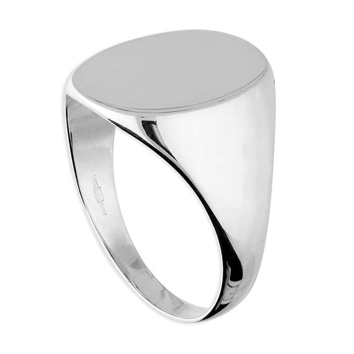 Men’s silver large oval signet ring
