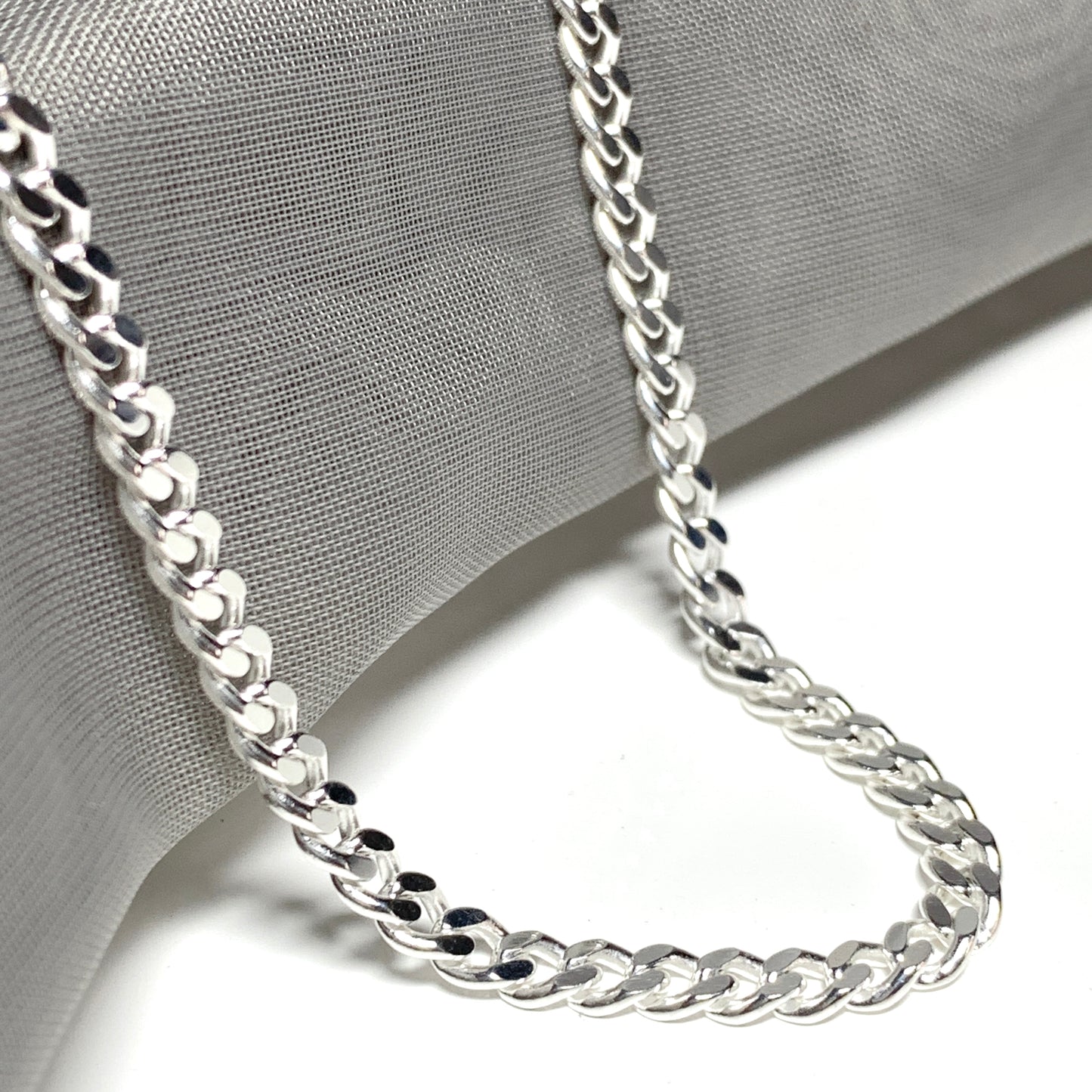 Mens solid sterling silver curb necklace