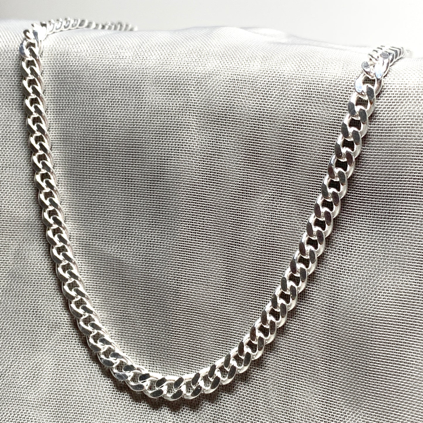 Mens solid sterling silver curb necklace