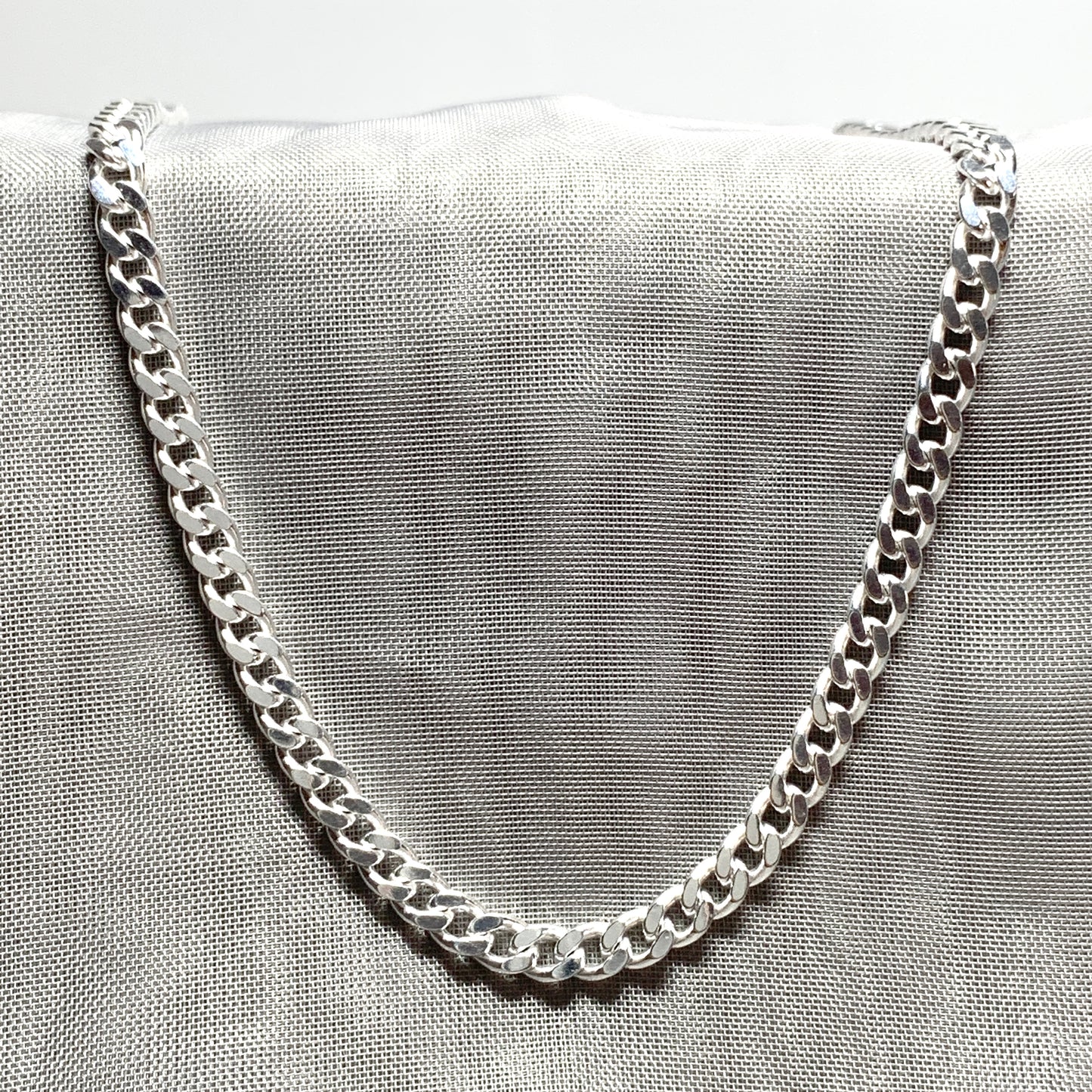 Mens solid sterling silver curb necklace