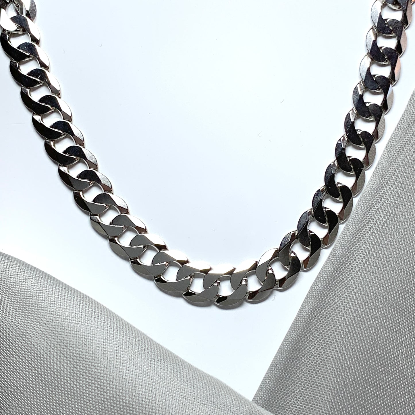 Men's solid sterling silver curb necklace 22 inches