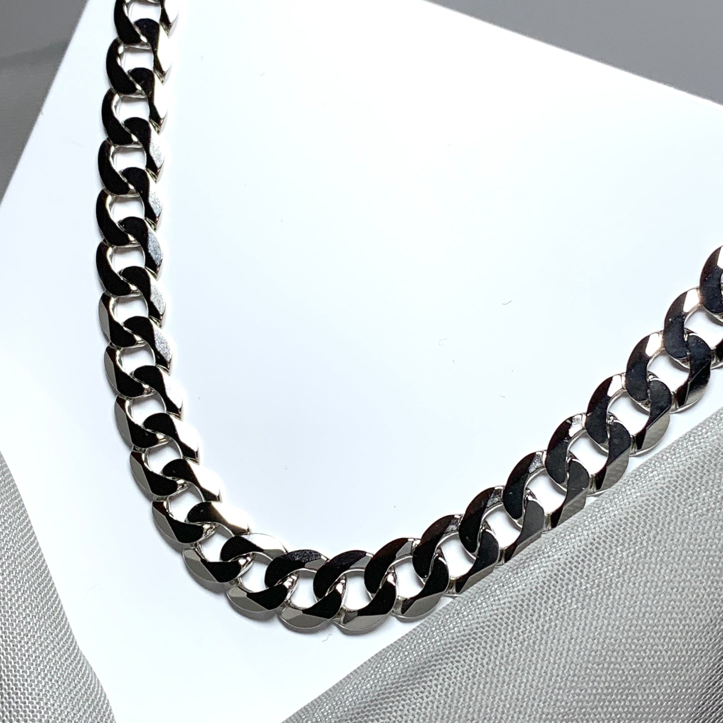 Men's solid sterling silver curb necklace 22 inches