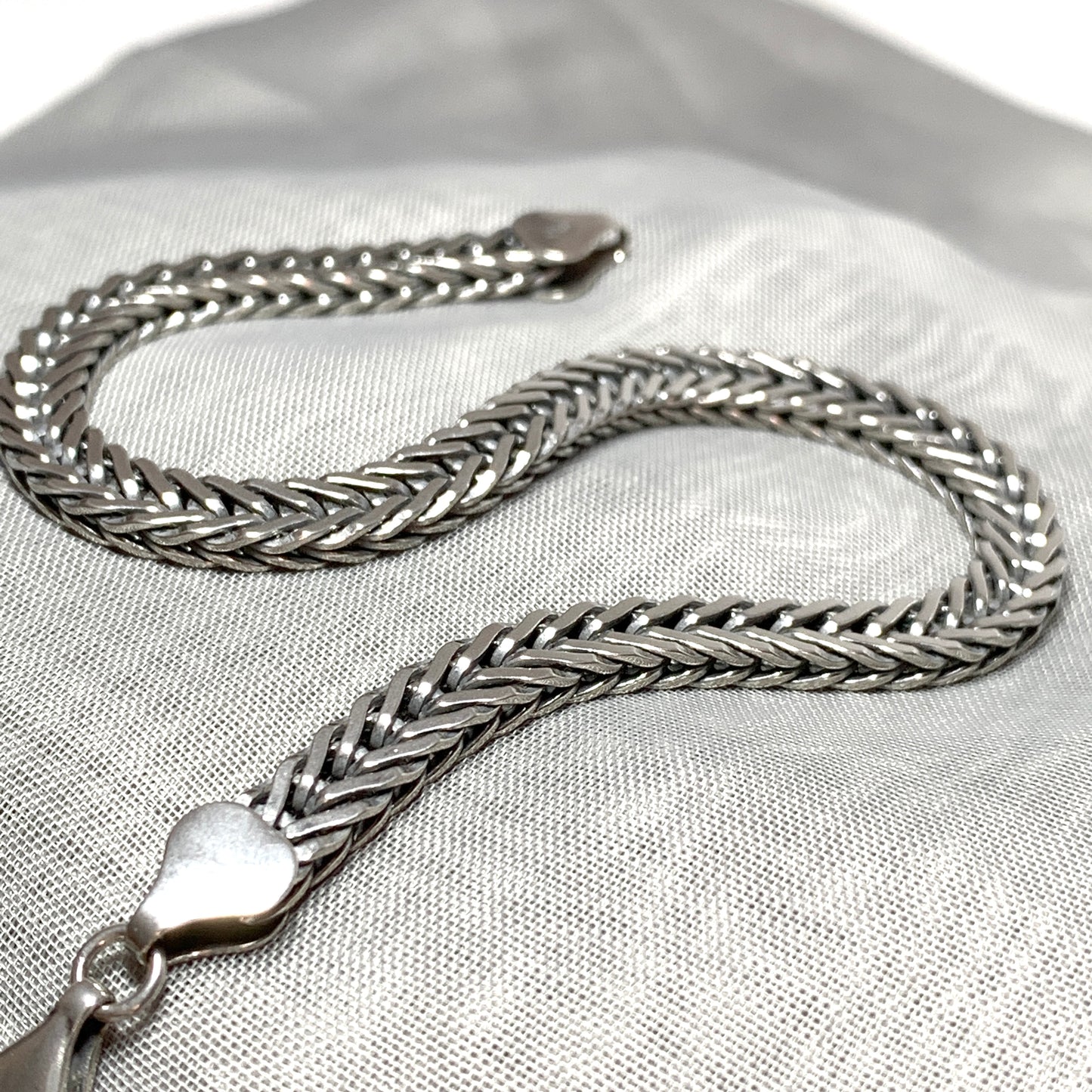 Men's sterling silver flat Spiga bracelet 8.75 inches