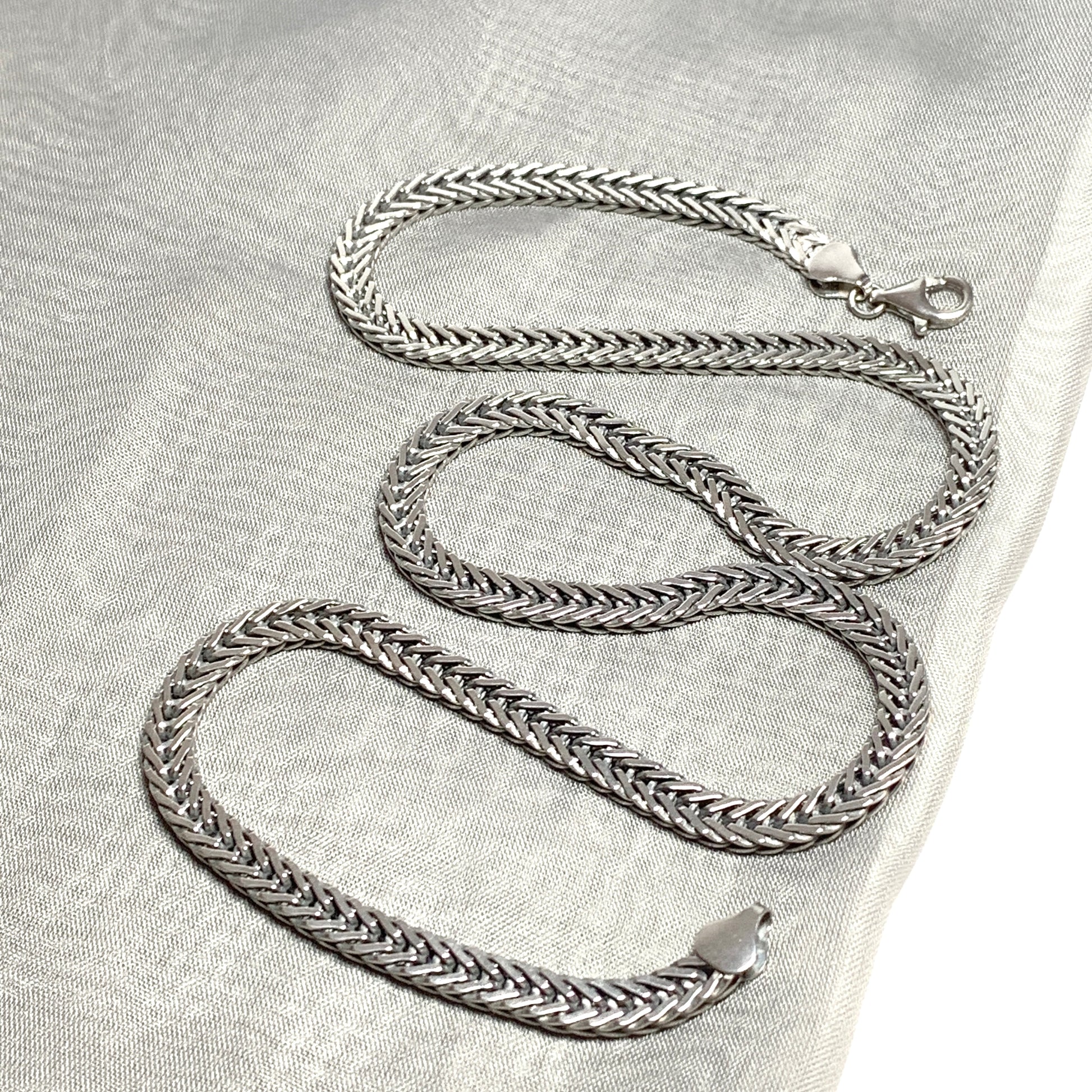 Men's sterling silver flat Spiga necklace chain 22 inches