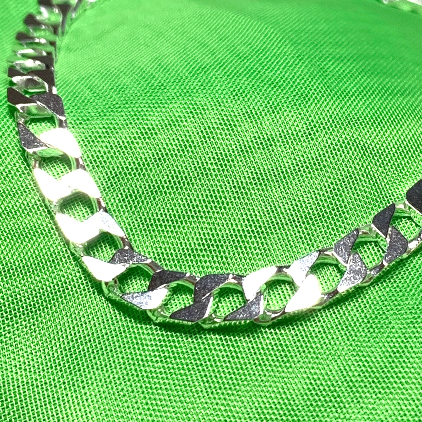 Men's Solid Sterling Silver Square Curb Chain Necklace