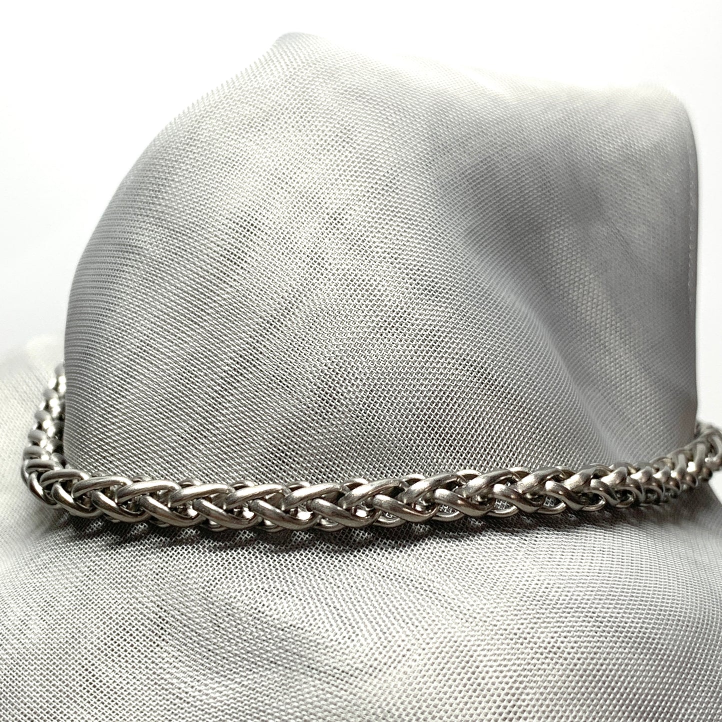 Men's titanium faceted fancy wheat style bracelet