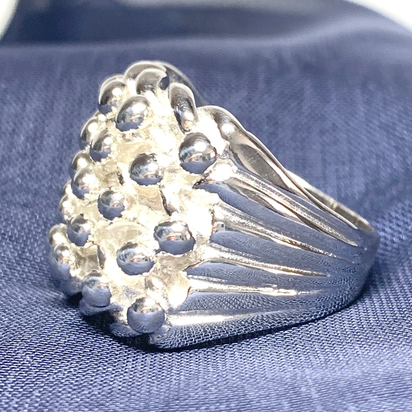 Mens 5 Row Keeper Knot Shot Ring Sterling Silver Gents Signet