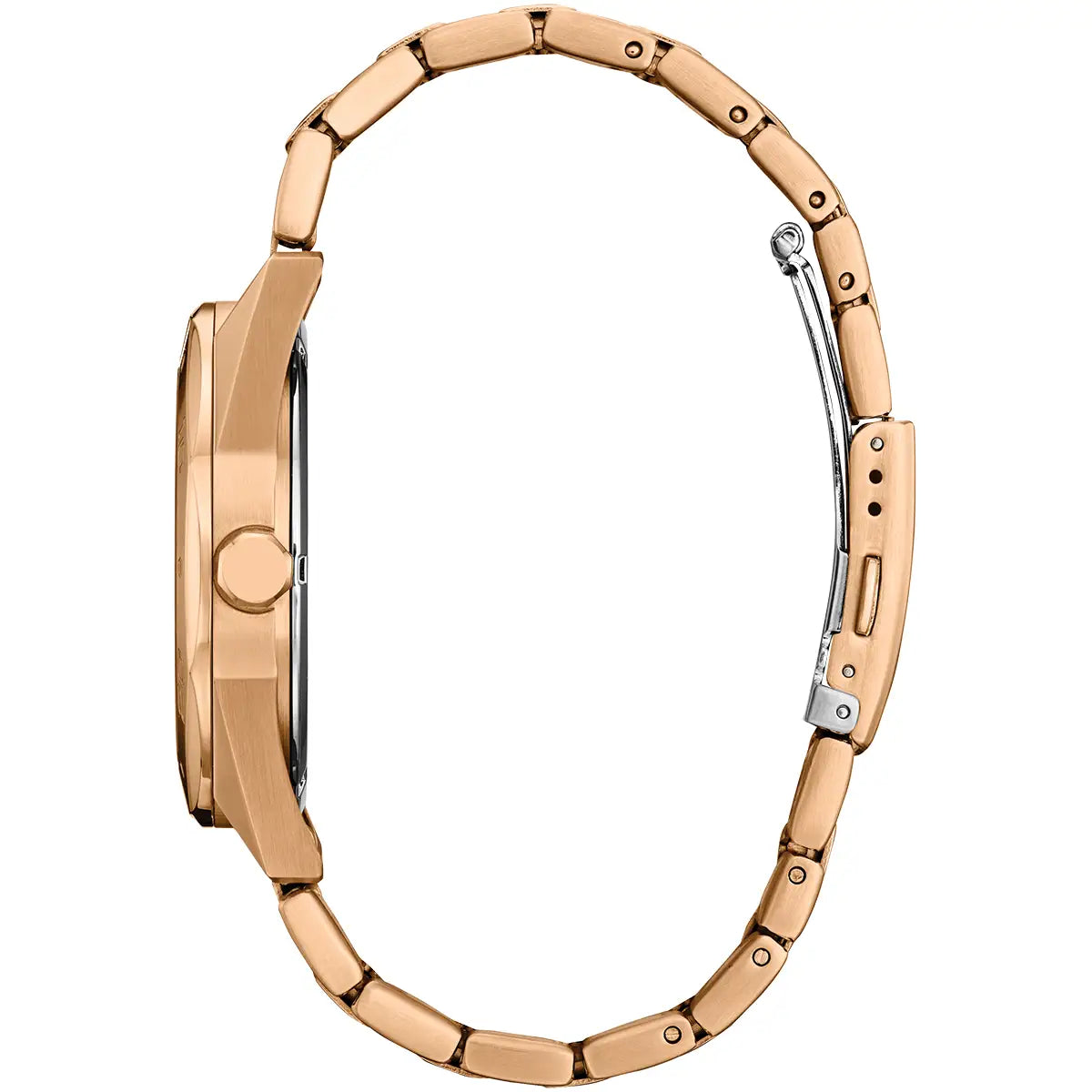 Mens Citizen watch green dial rose gold stainless steel Eco-drive BM7633-81X