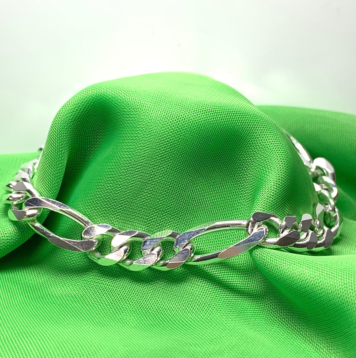 Men's bracelet solid sterling silver heavyweight 3 + 1 Figaro