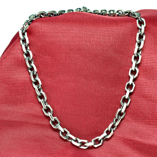 Mens heavy solid sterling silver oxidised anchor necklace