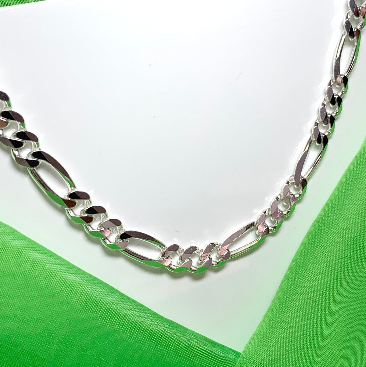 Mens solid sterling silver heavyweight figaro necklace 3 + 1