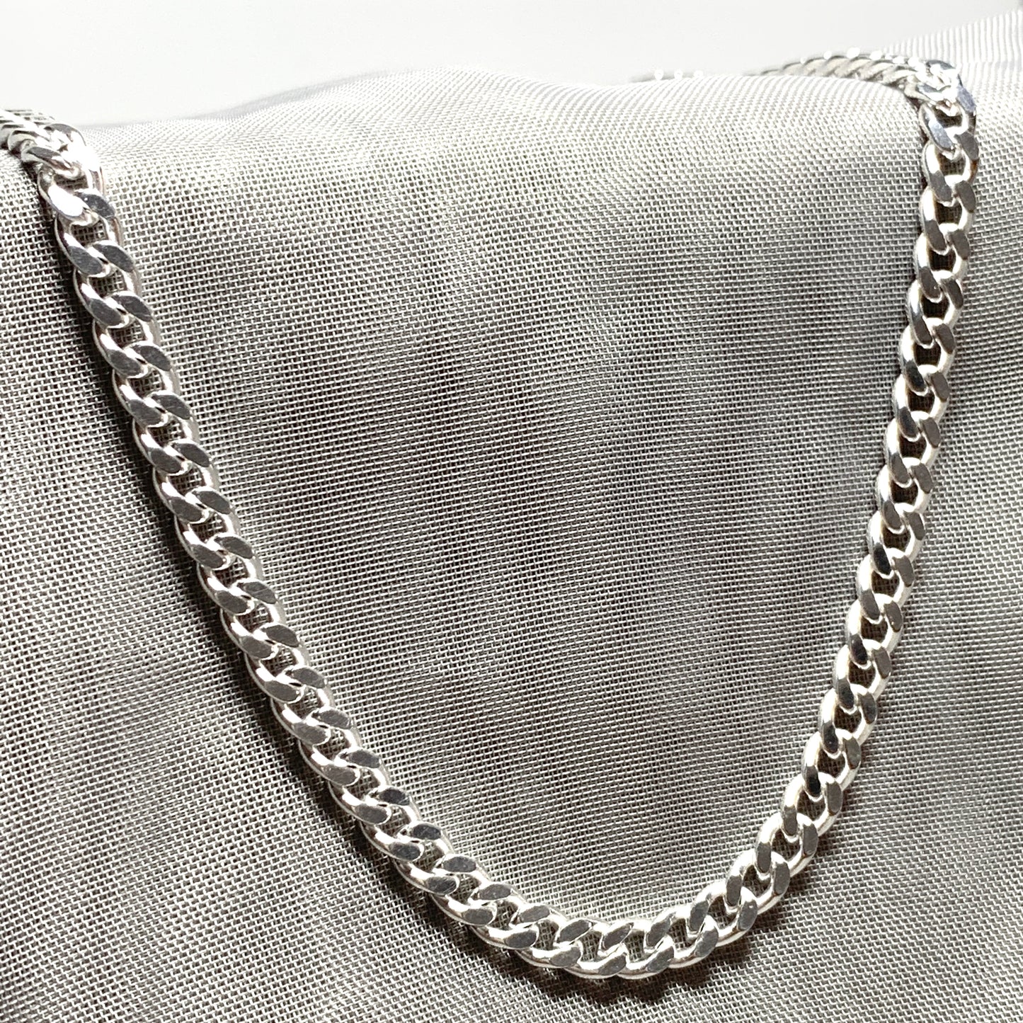 Mens solid sterling silver curb necklace