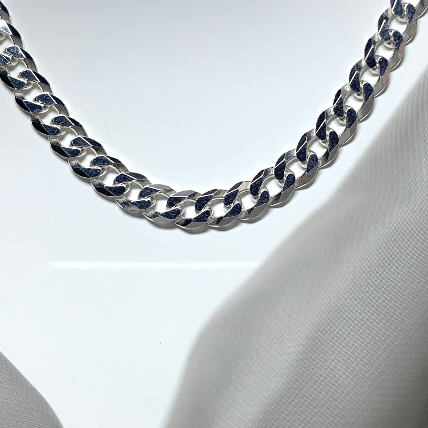 Mens solid sterling silver curb necklace chain