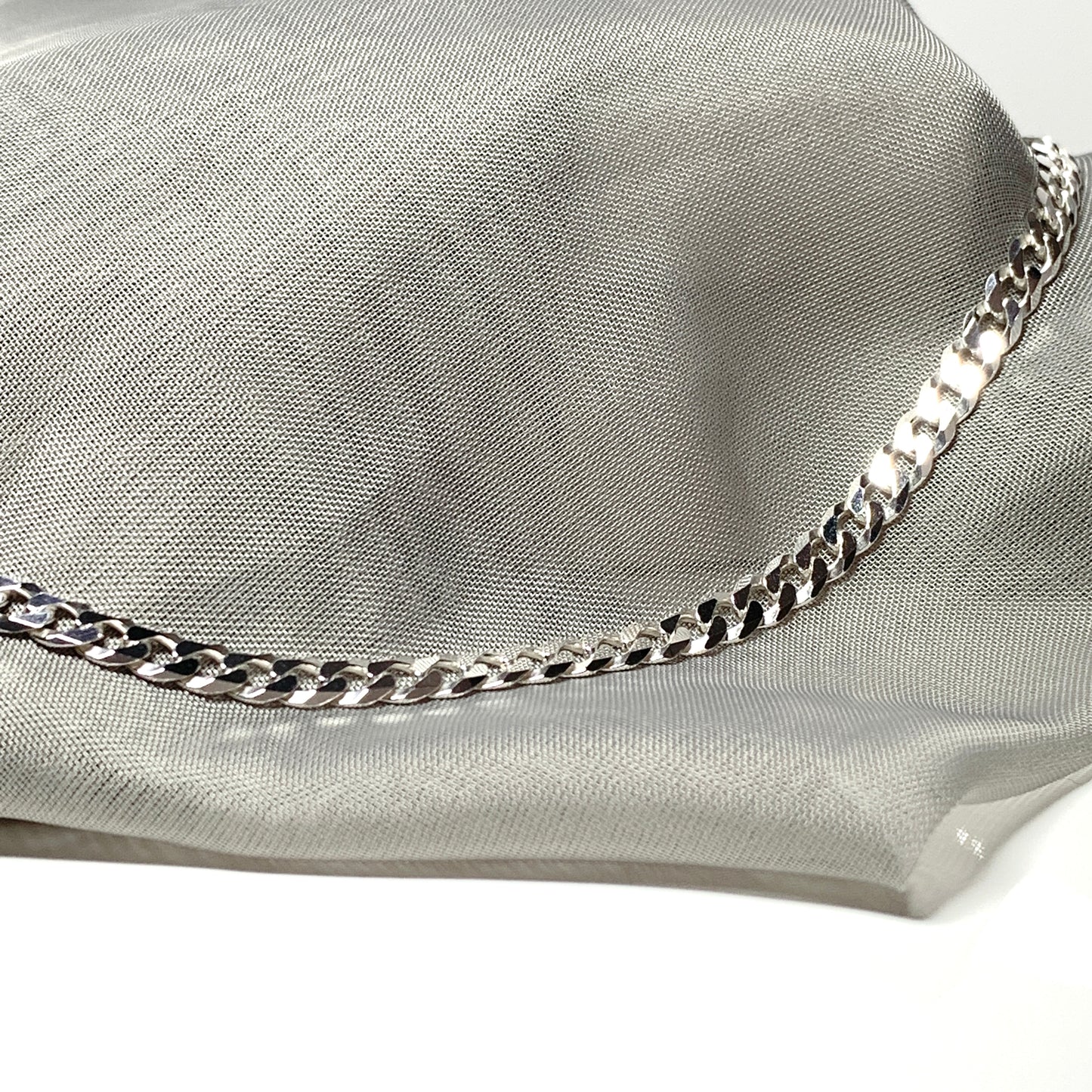 Mens solid sterling silver curb necklace chain