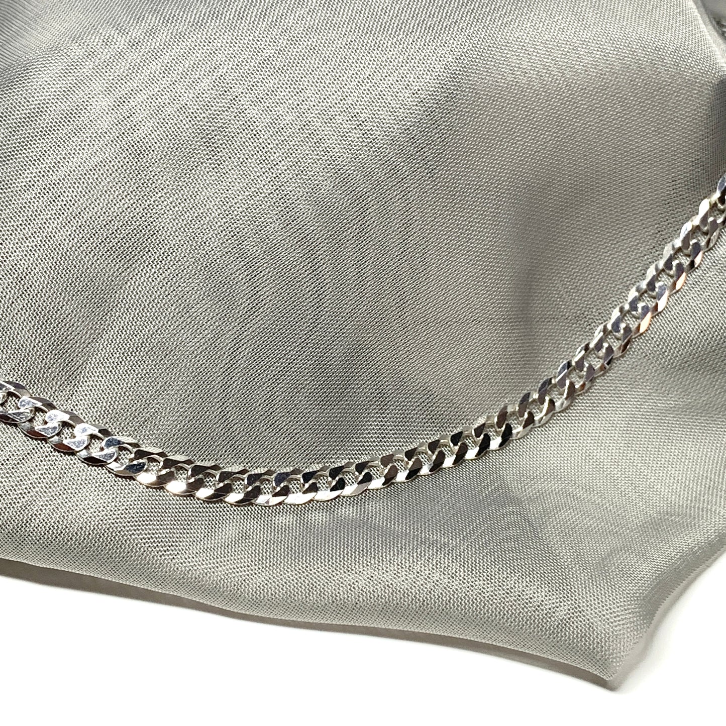 Mens solid sterling silver curb necklace chain