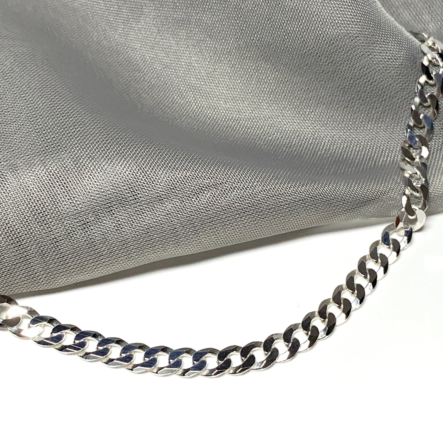 Mens solid sterling silver curb necklace chain