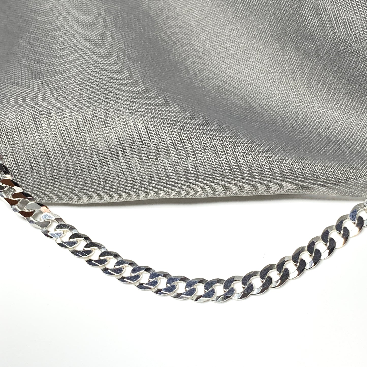 Mens solid sterling silver curb necklace chain