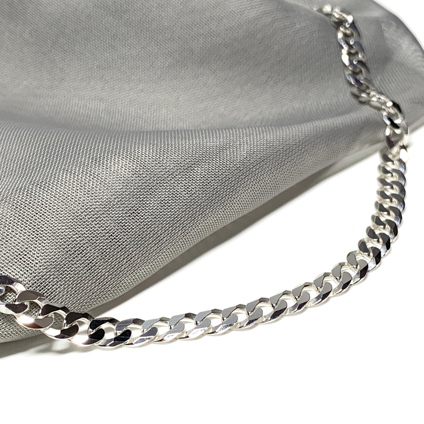 Mens solid sterling silver curb necklace chain