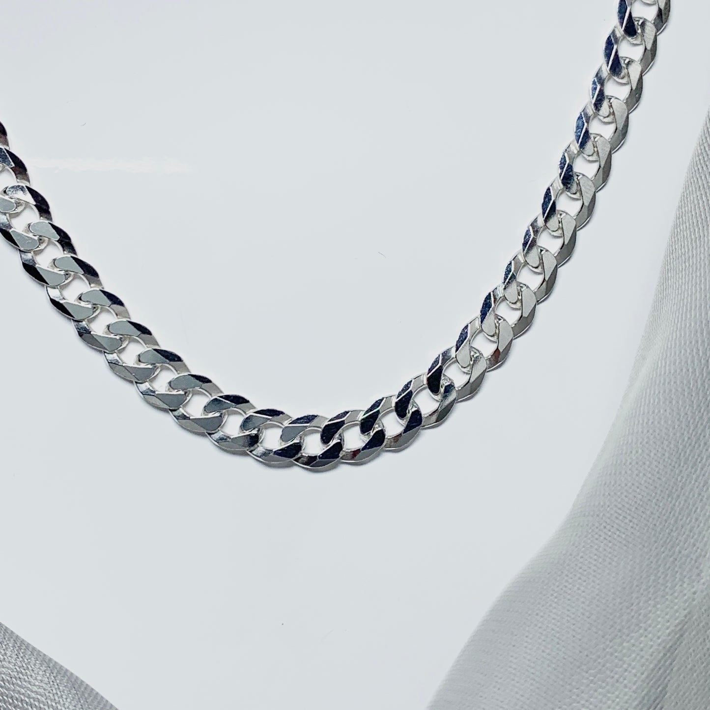 Mens solid sterling silver curb necklace chain