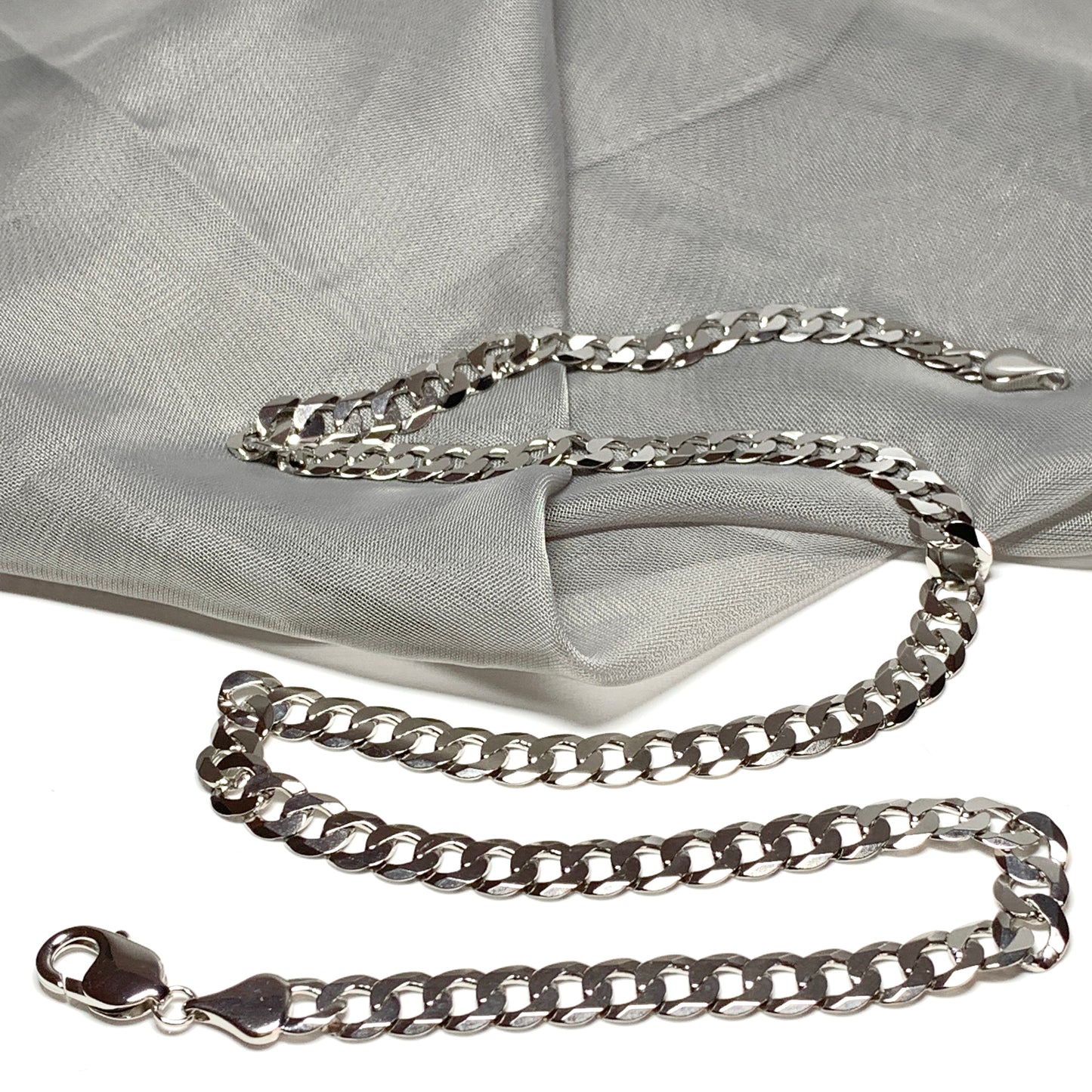 Men's solid sterling silver curb necklace 22 inches