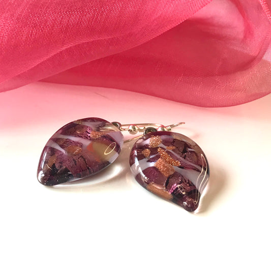 Murano Glass Leaf Drop Earrings