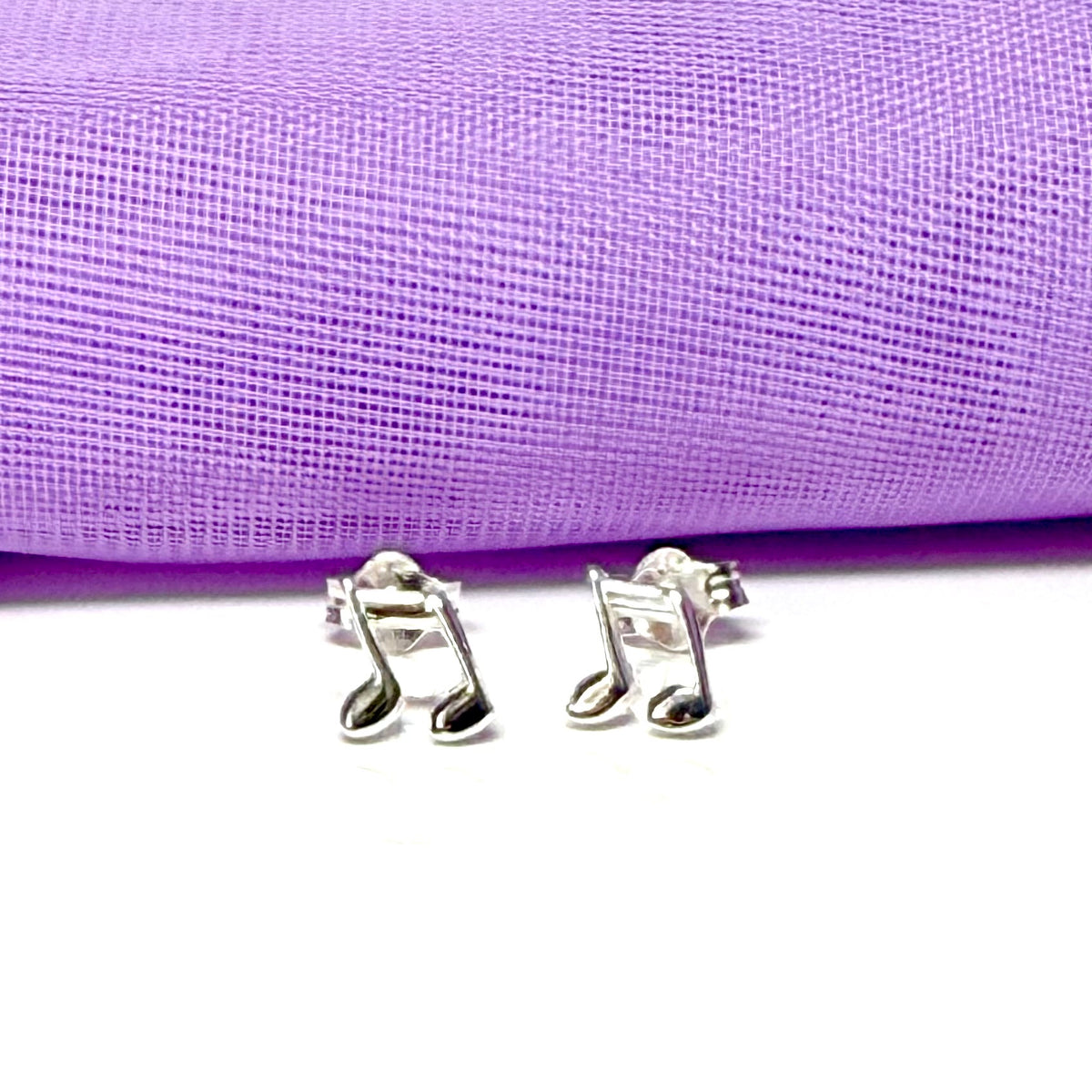 Musical note earrings stud sterling silver