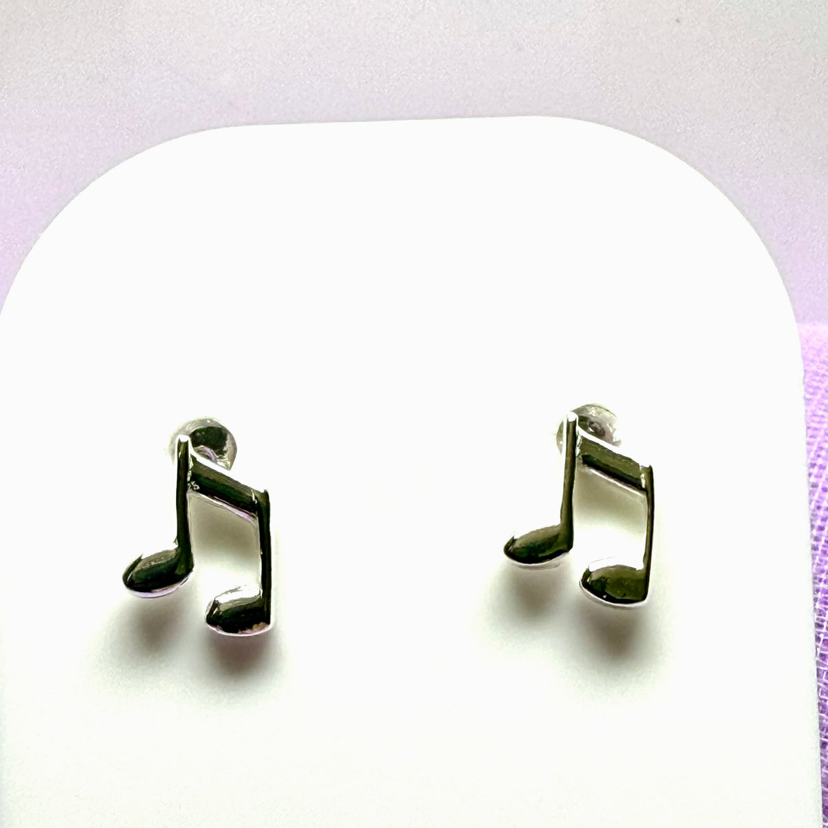 Musical note earrings stud sterling silver