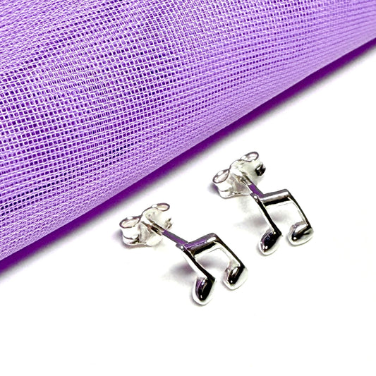 Musical note earrings stud sterling silver