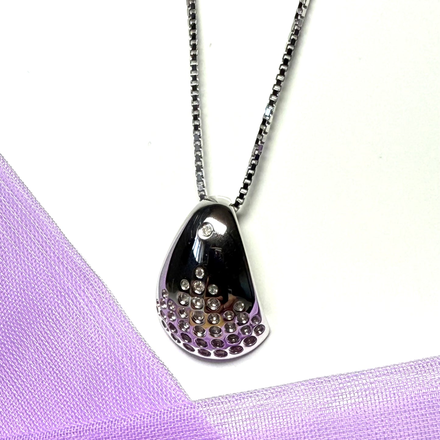 Hot Diamonds necklace sterling silver Spritz diamond and white topaz set dropped pendant