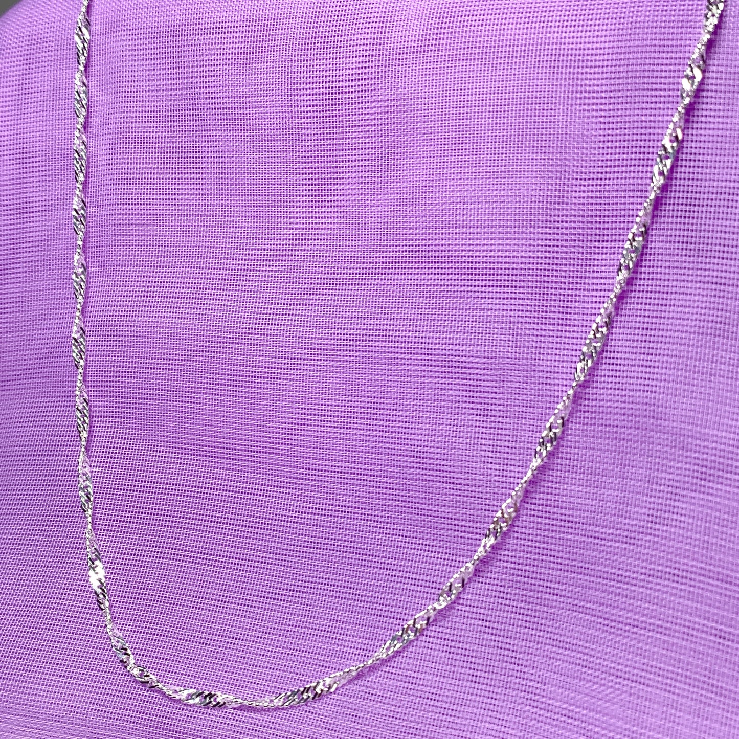 Necklace fine twisted curb Singapore sterling silver chain