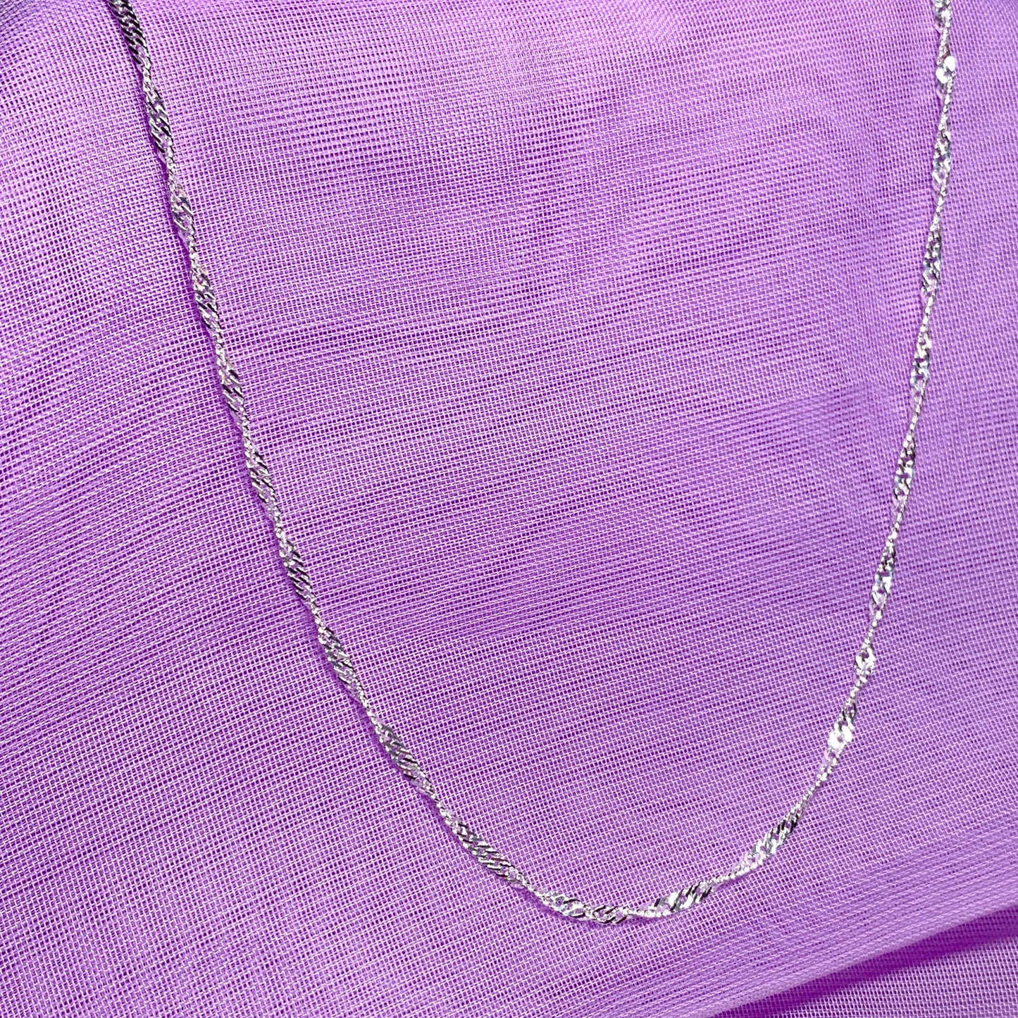 Necklace fine twisted curb Singapore sterling silver chain