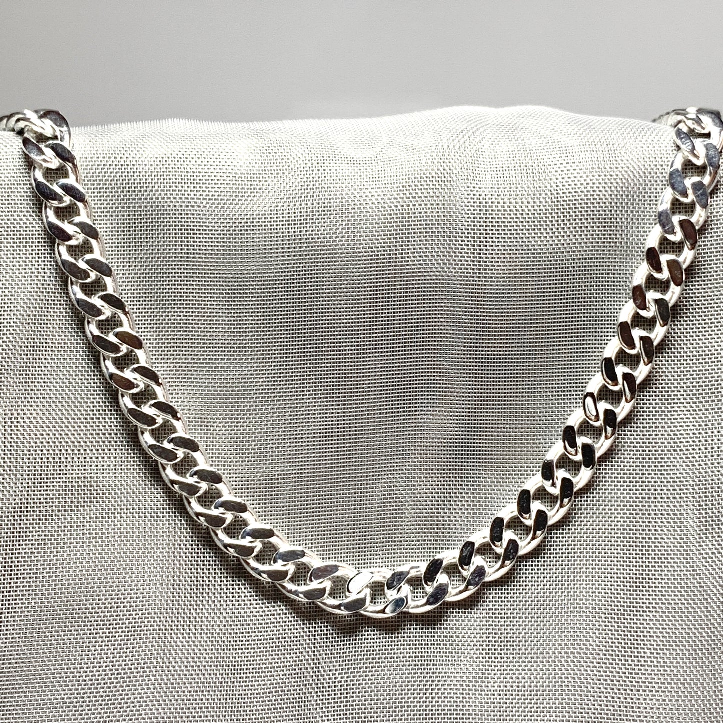 Men's necklace solid sterling silver diamond cut curb chain