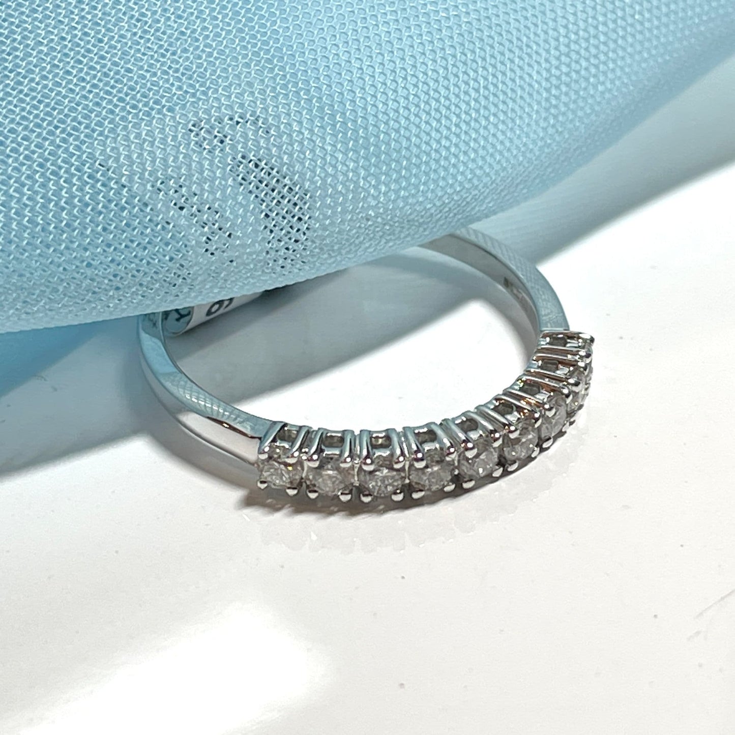 Nine Stone Diamond Claw Set Eternity Ring White Gold 36 Points