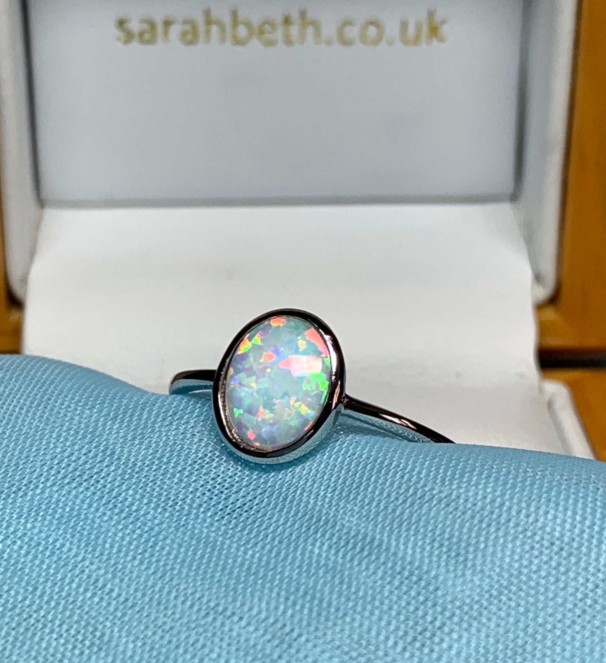 Opal ring oval sterling silver