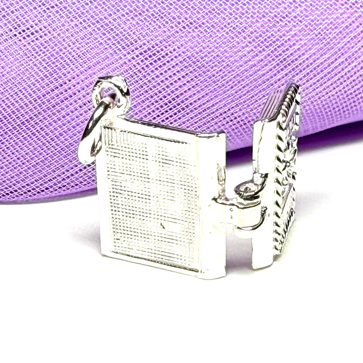 Opening Bible charm solid sterling silver