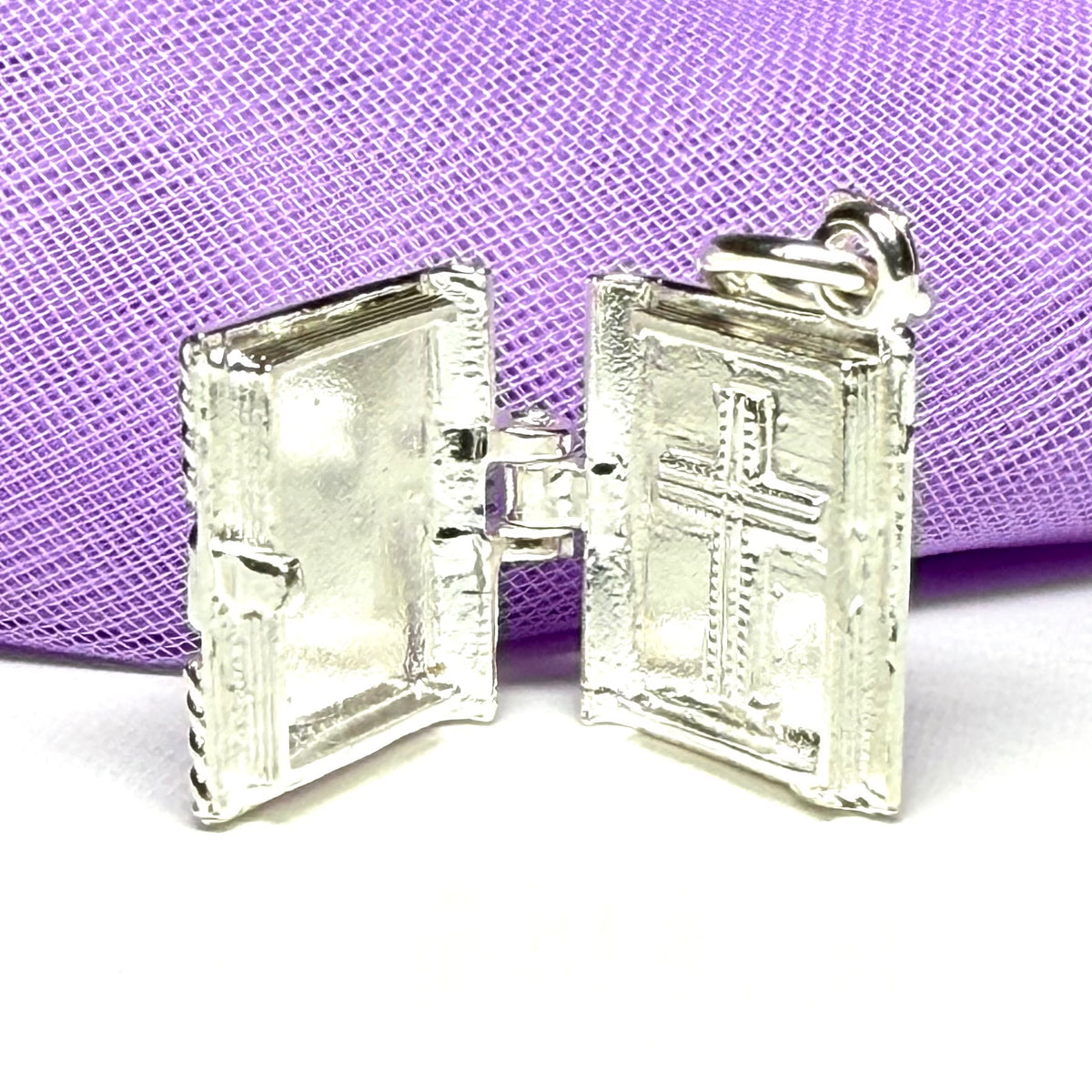 Opening Bible charm solid sterling silver