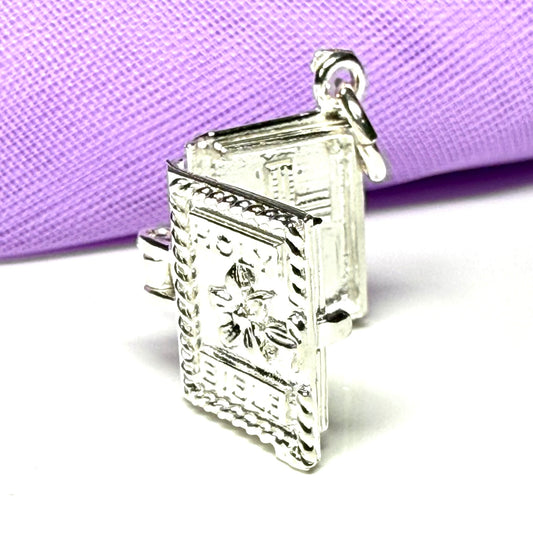 Opening Bible charm solid sterling silver