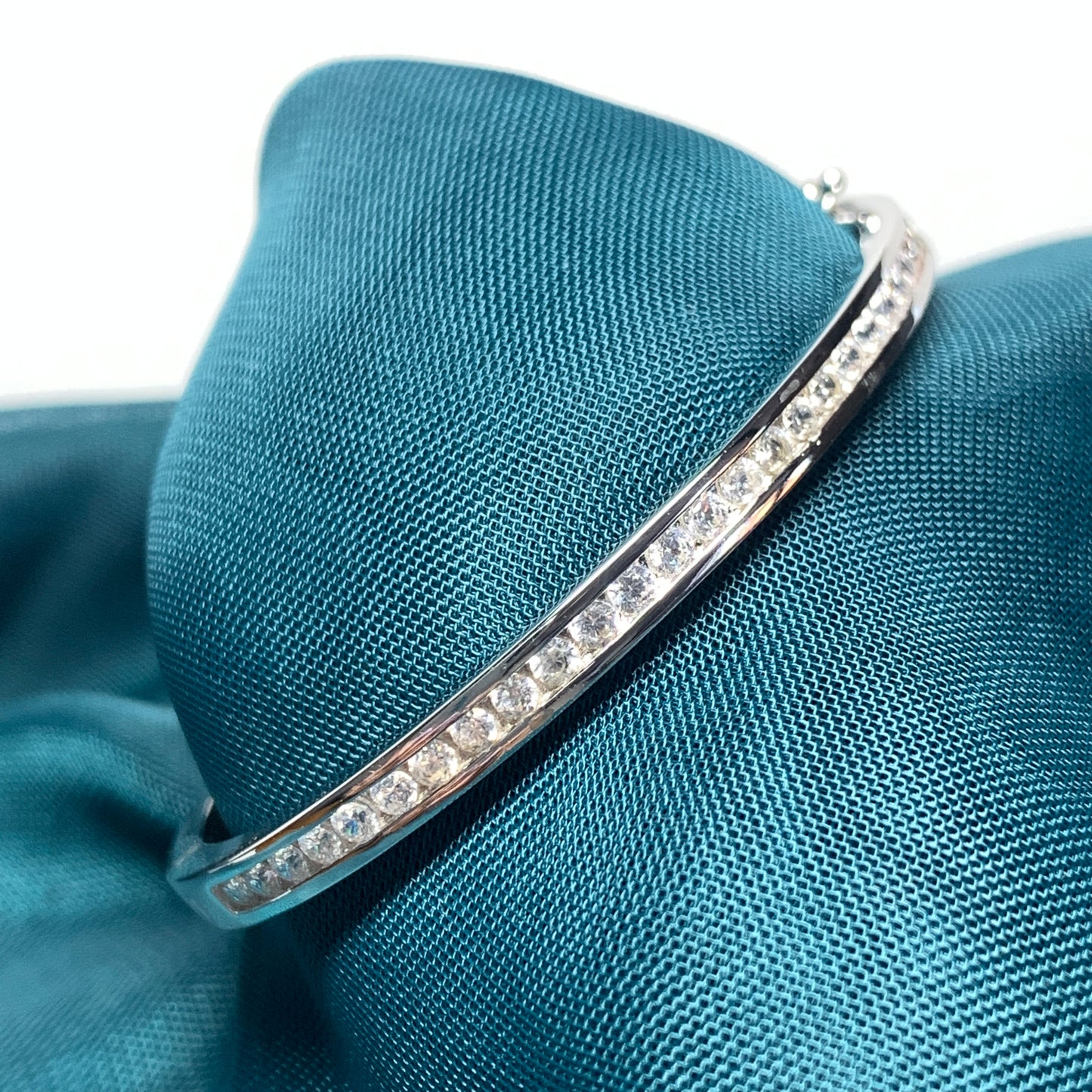 Oval Bangle with Round Cubic Zirconia Stones