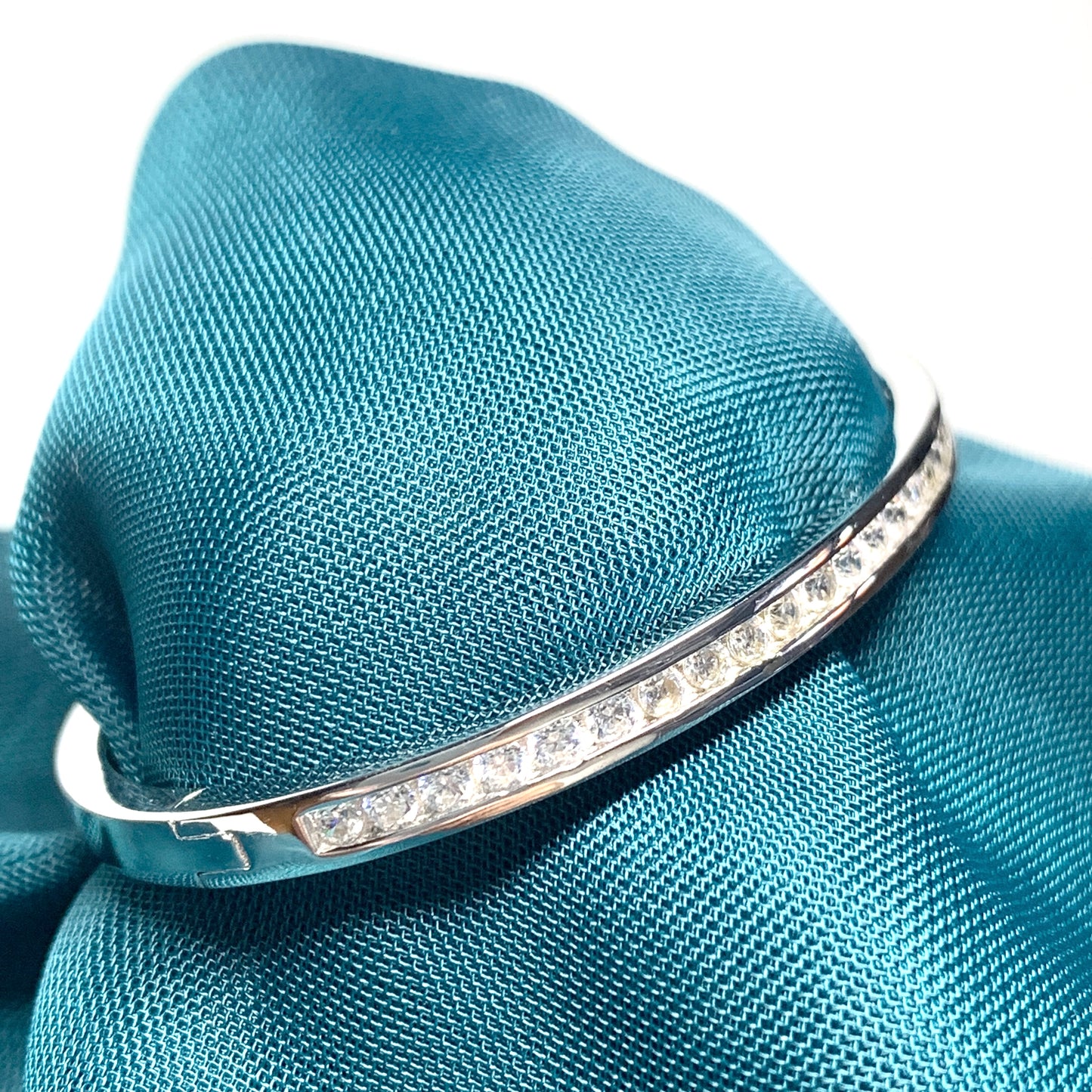 Oval Bangle with Round Cubic Zirconia Stones