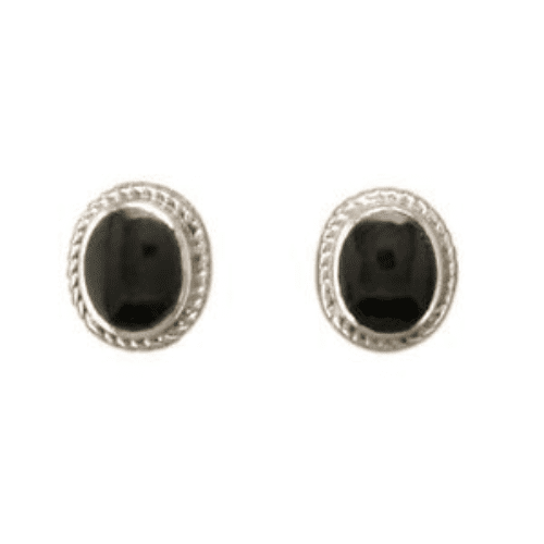 Oval Black Onyx Sterling Silver Earrings