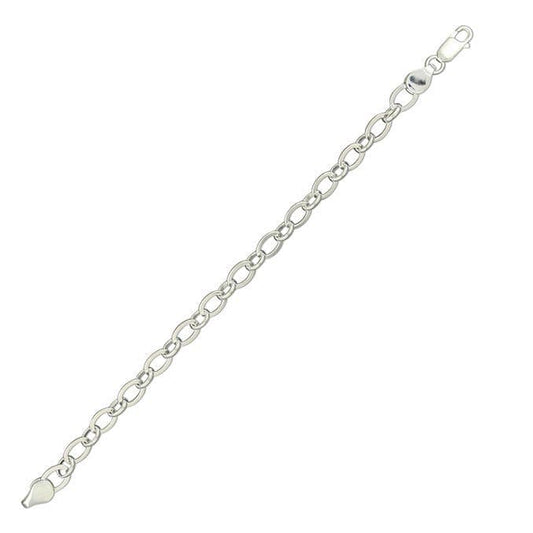 Oval Link Ladies Polished Solid Sterling Silver Bracelet