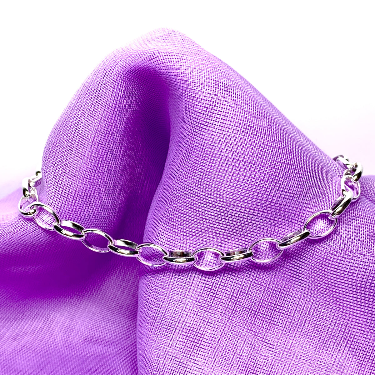 Ladies oval belcher link solid sterling silver ladies bracelet