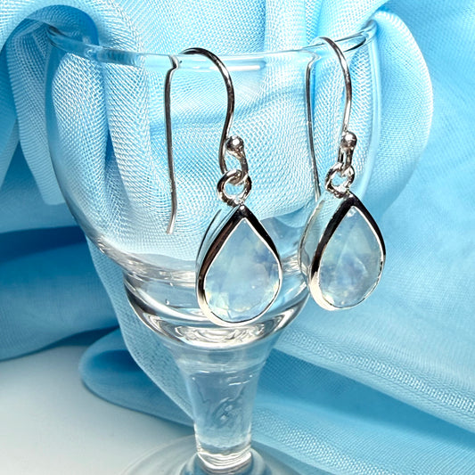 Real aquamarine drop earrings sterling silver pear or teardrop shaped