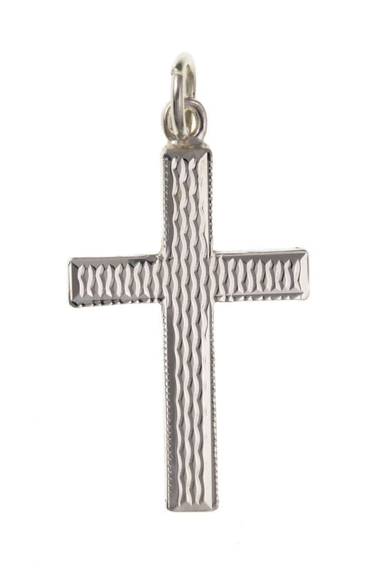 Cross solid necklace patterned sterling silver including chain
