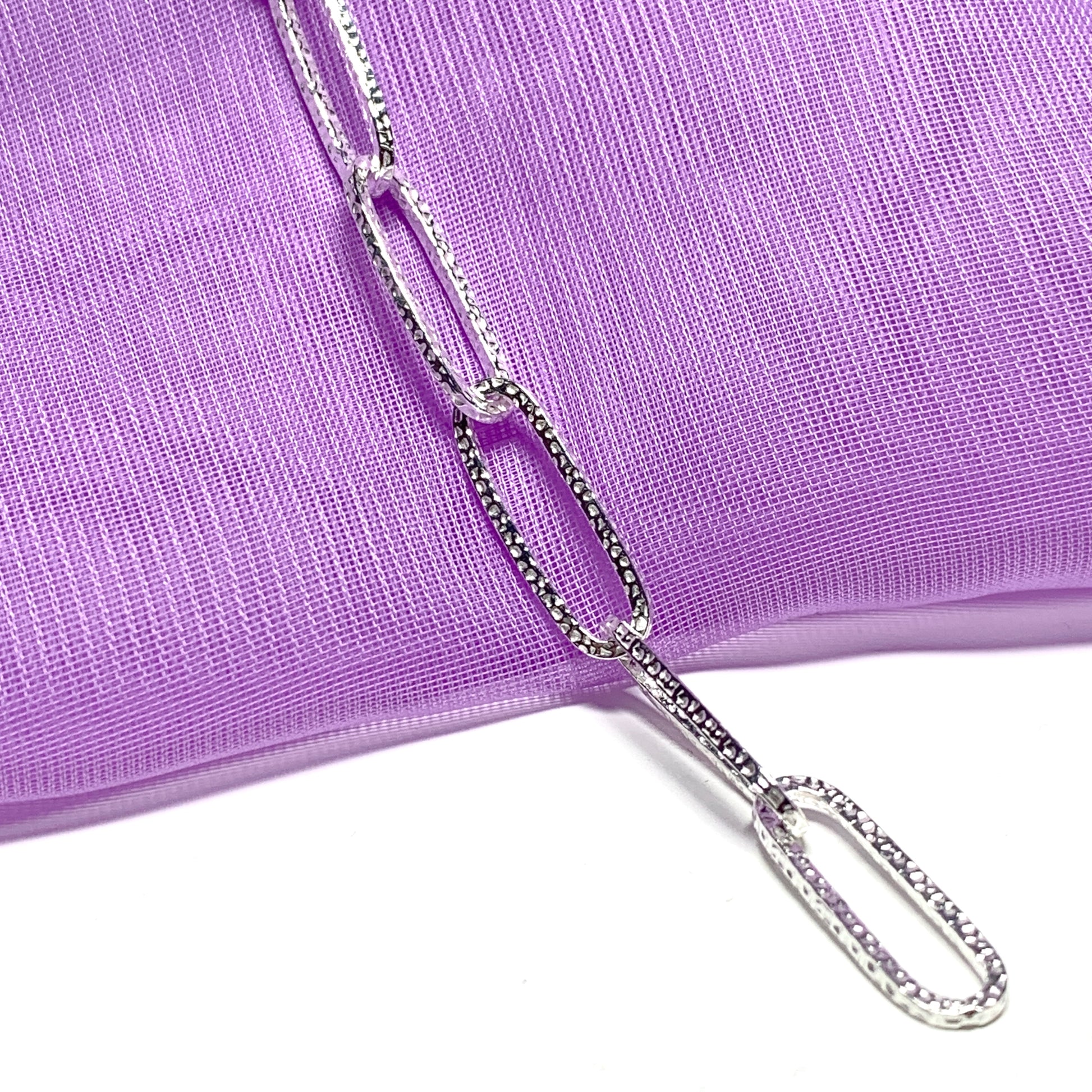 Patterned Long Link Ladies Patterned Sterling Silver Bracelet