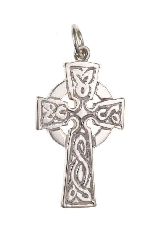 Patterned Sterling Silver Celtic Cross Including Chain