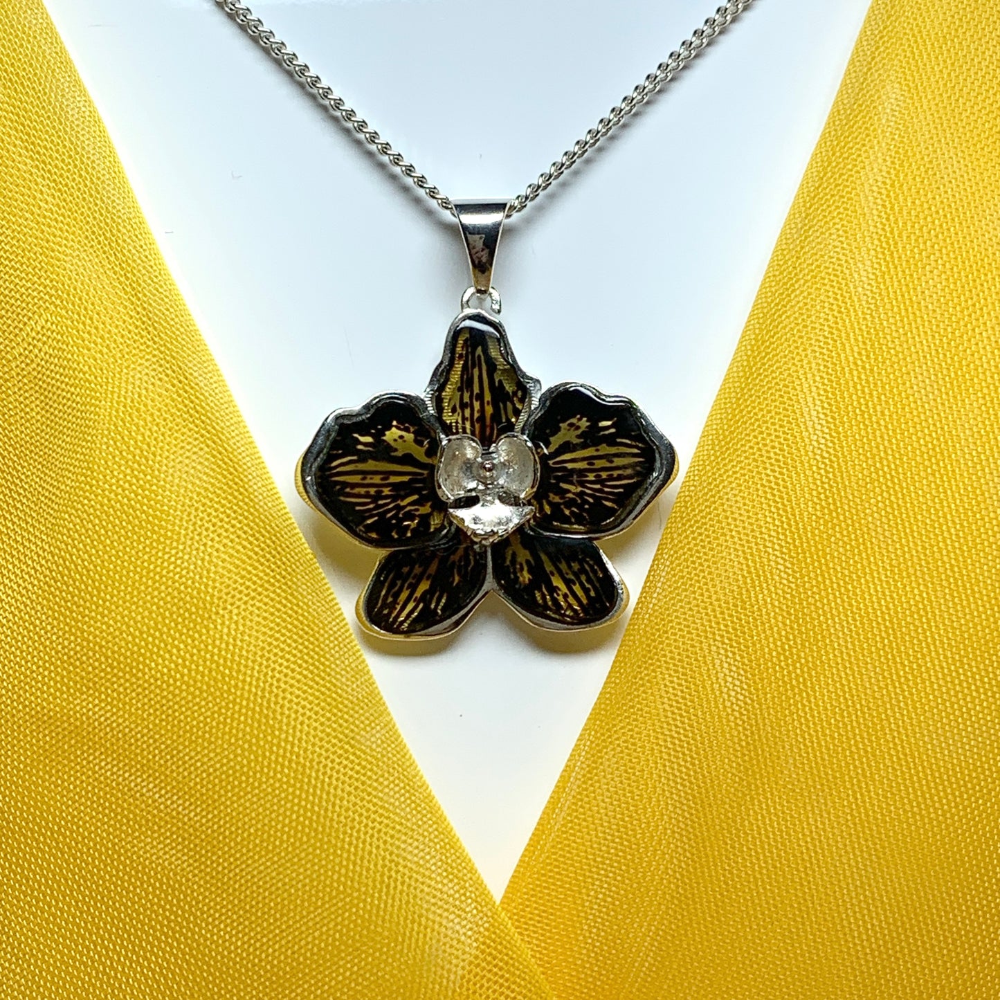 Real amber flower necklace sterling silver