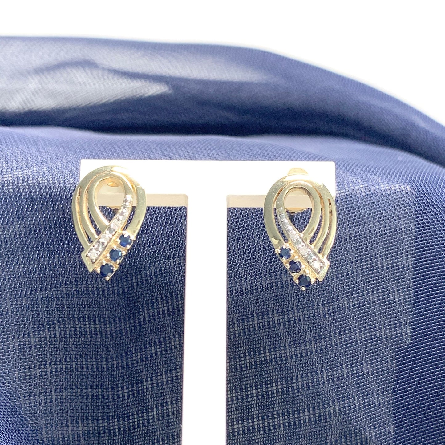 Yellow Gold Fancy Pierced Sapphire And Diamond Earrings